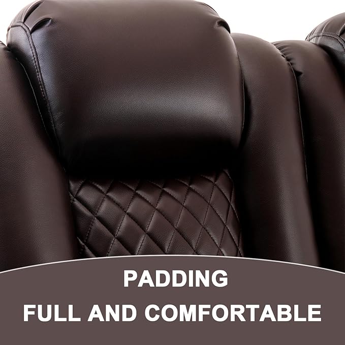 Loveseat Recliner Recliner Sofa with Cup Holders and 2 Pillows Wall Hugger Recliners &amp 135° Reclining Loveseat (Brown PU Leather Furniture)