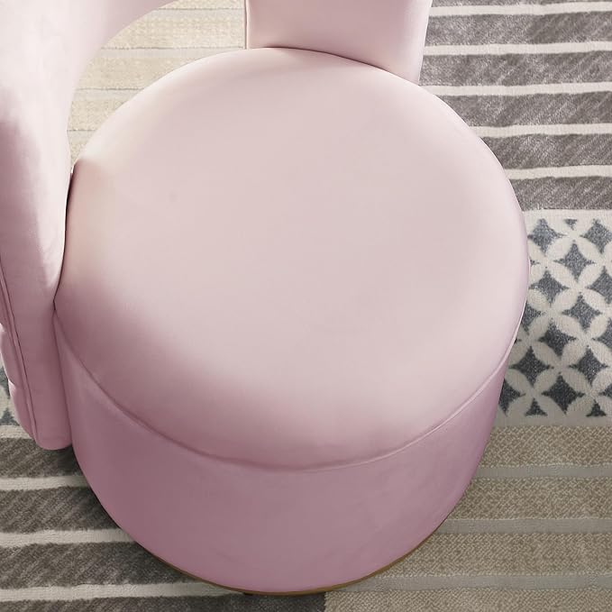 360 Degree Swivel Accent Chair Velvet Round Storage Sofa Club Upholstered Barrel Modern Arm Chair for Nursery Living Room Hotel Bedroom Office Lounge Hotel Office (Pink)