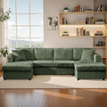 123 U-Shaped Modular sectional Sofa Two L-Shape Chaise with 2 Cloud Couch sectional with Two Pillows couches for Living Room(Green)