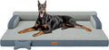 XXL Orthopedic Dog Bed Big Dog Bed for Large Dogs Dual-Sided Pet Cooling Beds with Memory Foam Washable Cover Nonslip Bottom Waterproof Pet Couch with Bolsters Dark Grey