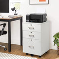 Rolling Wood File CabinetMobile File CabinetsLockable Wooden Filing CabinetUnder Desk Printer Stand Cabinetswith Wheels &amp Handlesfor Small Space Office Bedroom Living Room Study (White)