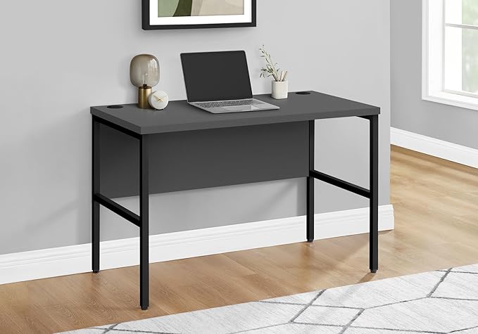 Monarch Specialties 7731 Work Home Office Grey Laminate Metal Computer Desk 48 L Black Commercial Grade 47.25 L x 23.5 W x 30 H