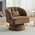 Swivel Accent Chair with Armrest Modern 360 Degree Swivel Round Lounge Chair with Curve Back and Cushion Comfy Upholstered Armchair Single Sofa for Living Room Bedroom Reading Room Brown 1PCS