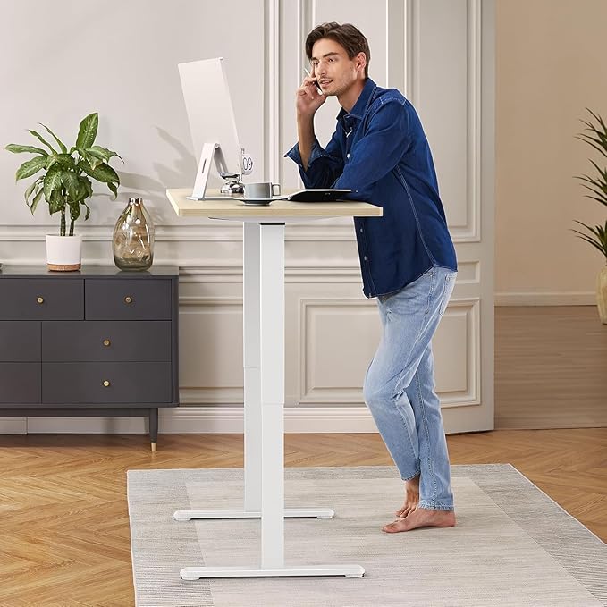 ErGear Dual Motor Standing Desk Frame Electric Adjustable Legs Compatible Desktop Size 44″-90″ 264 lbs Weight Capacity 4 Memory Height Settings Stand up Desks Base White Frame Only