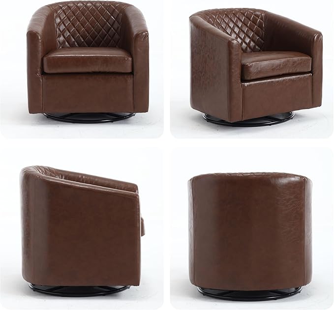 Swivel Rocker Accent ChairModern 360 Degree Swivel Barrel ChairsRound Sherpa Cozy Sofa ChairsGlide Back and Forth Armchair for Living RoomBedroomOfficeBrown