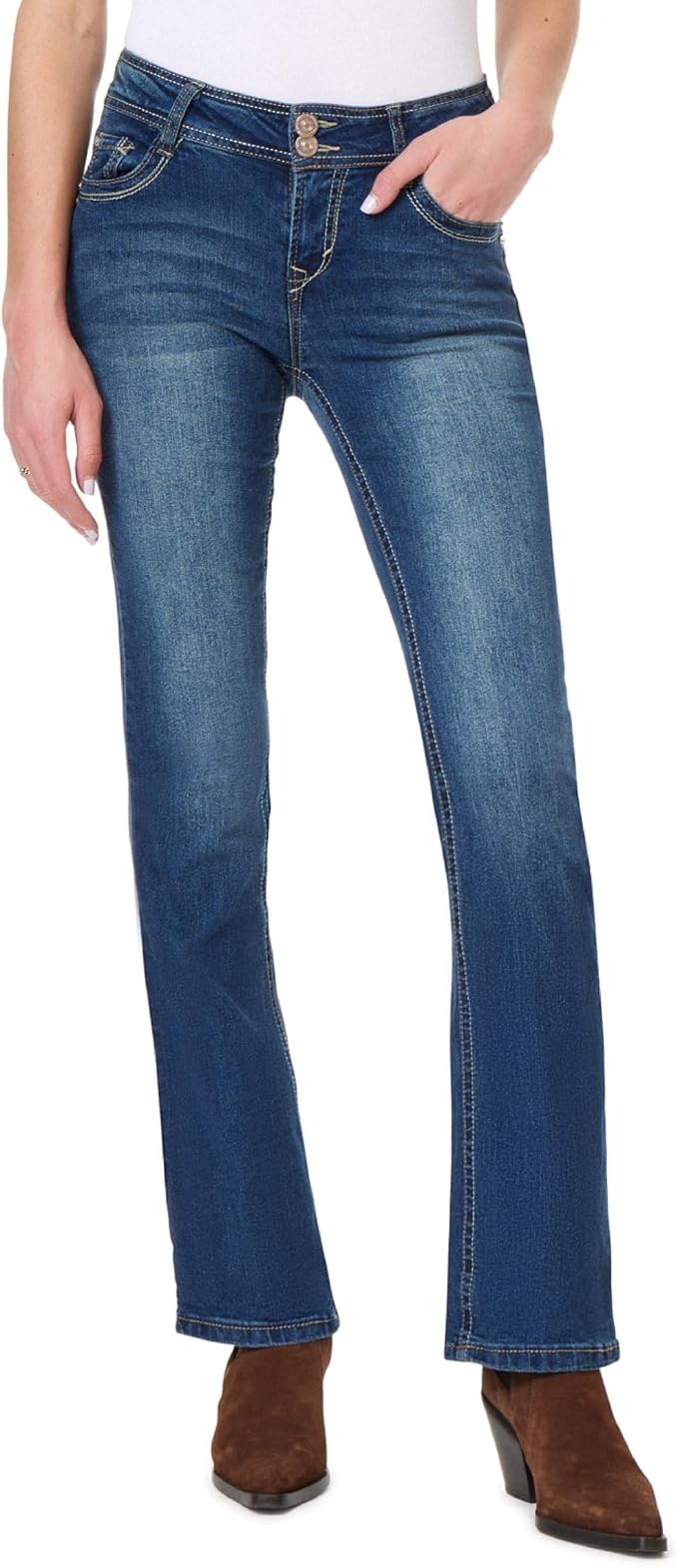 WallFlower Luscious Curvy Bootcut Jeans for Women Mid-Rise Insta Stretch Denim Size-Inclusive Juniors Jeans