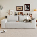 71 Cloud Compressed Sofa Corduroy Fabric Loveseat Deep 3 Seat Boneless Couch No Assembly for Living Room Bedroom Conference Room Apartment (White-71)