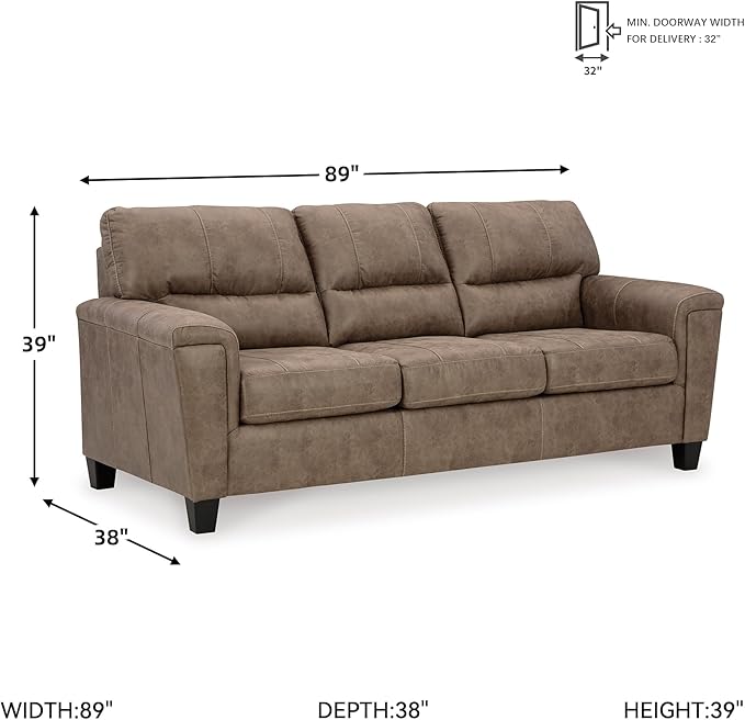 Signature Design by Ashley Navi Modern Sofa with Removable Cushions Dark Brown