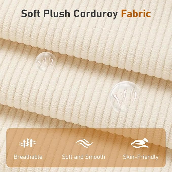 Furnimart Futon Sofa Bed 66 Corduroy Convertible Futon Couch with 3-Position Adjustable Backrest Solid Wood Frame Sleeper Sofa for Small Space Living Room Apartment Office Beige