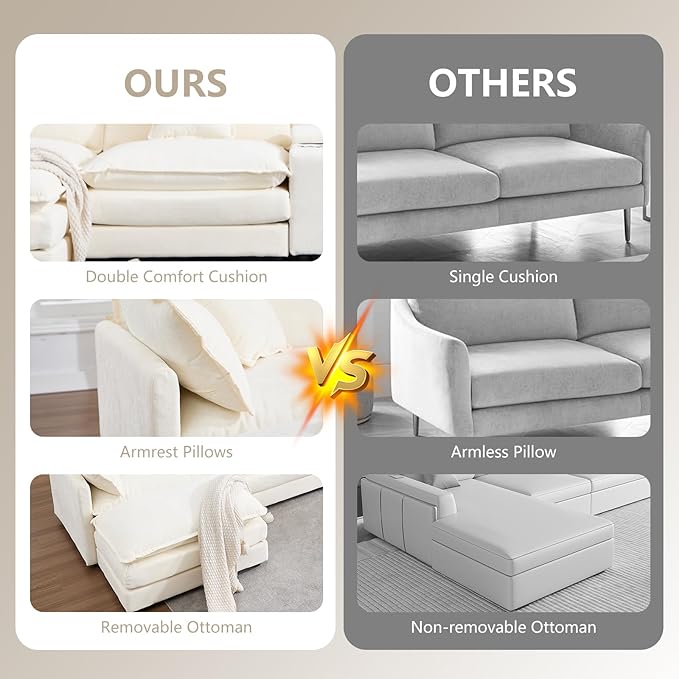 159 Oversized Modular Sectional Sofa Modern Large 6 Seater U Shaped Sectional Couch with Ottoman Comfy Cloud Couches with Cup Holders &amp USB for Living Room Spacious Space (Beige)