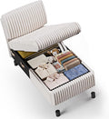 Vipbear Plush Corduroy Chaise with Storage Beige