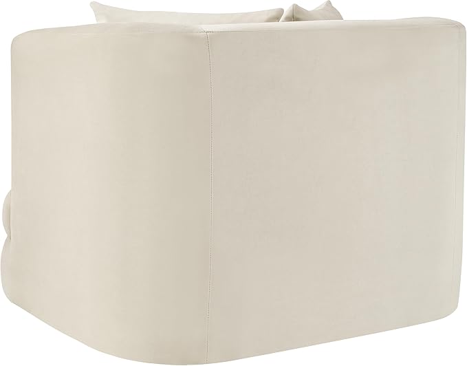 Meridian Furniture 699Cream-C Alder Collection Modern | Contemporary Chair with Ultra Luxe Cream Velvet 460 GSM Velvet Solid Wood Frame 38 W x 36 D x 30 H Cream
