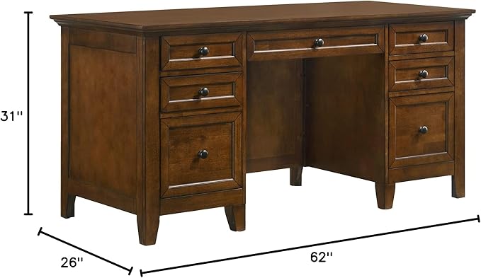 Intercon San Mateo Home Office 62 Wide Executive Desk with 7 Drawers Tuscan