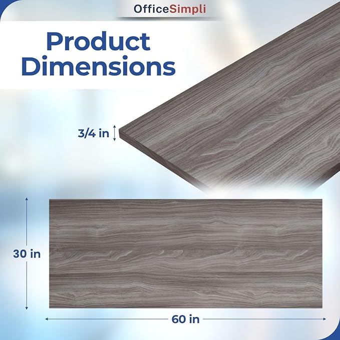 OfficeSimpli 60 x 30 Inch Desk Top Made in USA Replacement Table Top for Sit-to-Stand Adjustable Desk Frame Countertop Workbench for Home and Office (Desk Top only) - Iconic Maple Long Grain