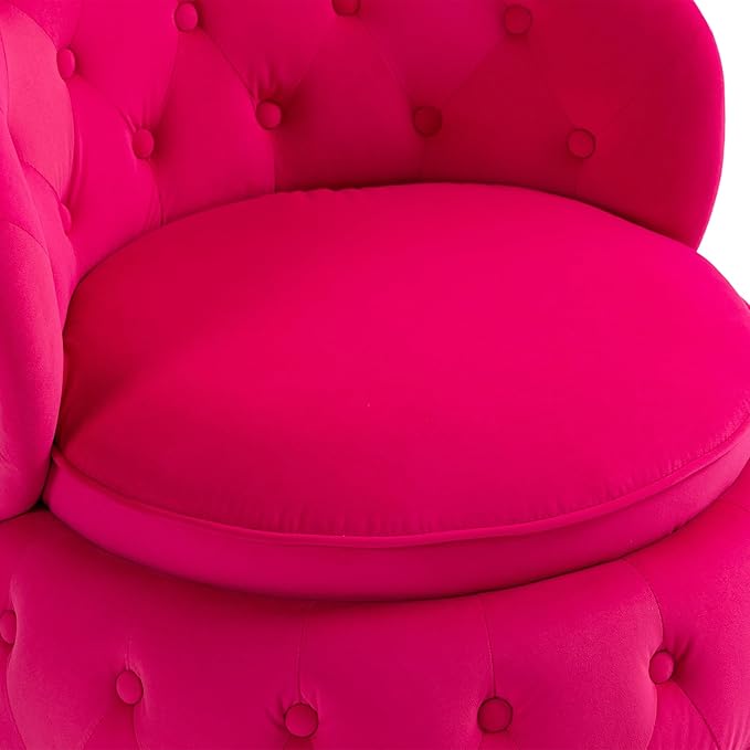 Swivel Barrel ChairVelvet Swivel Accent Chairs Modern Round Storage Small Chairs 360 Degree Upholstered Swivel Boucle Chair for Living Room Bedroom（Red）