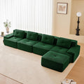 153 Modern Corduroy Cloud Sofa with Ottoman L Shaped Boneless Modular Large Sectional Couches for Living Room Green 4 Seater Compressed Memory Foam Couch Extra Deep Seat No Assembly