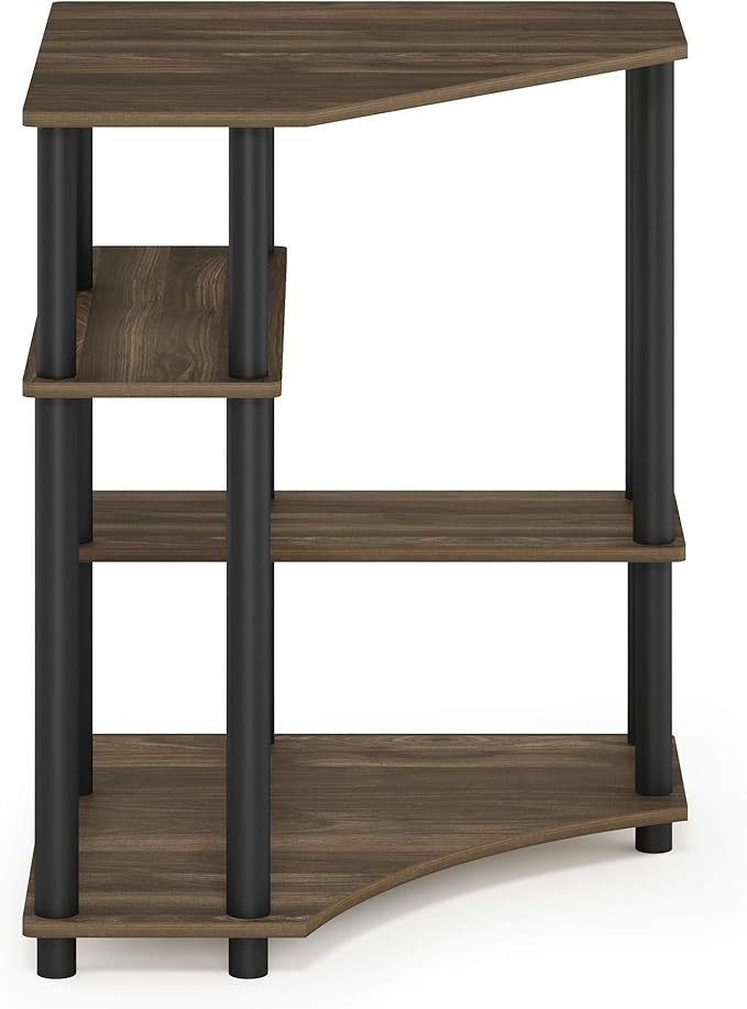 Furinno TURN-N-TUBE Desk Gaming Desk with Shelves Corner Computer Desk with Shelves Office Desk Space Saving For Home Office Bedroom Columbia Walnut