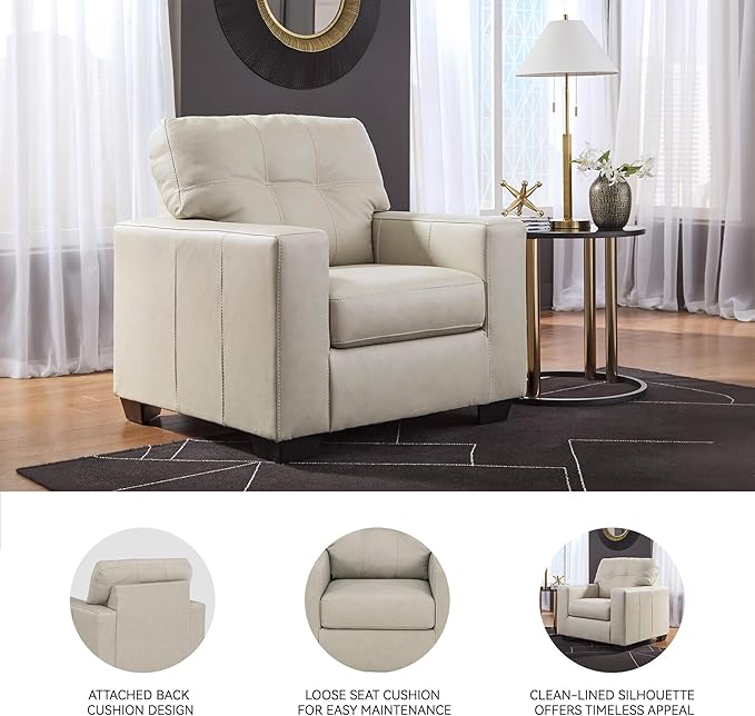 Signature Design by Ashley Santorine Classic Leather Match Upholstered Chair Beige
