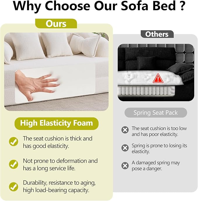 69.9 Folding Sofa Bed Full Sponge Convertible Sofa Bed with Wood Grain Chenille Fabric Easy to Carry Multi-Functional Guest Bed for Living Room Apartment Office