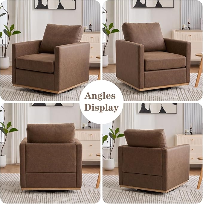 Mlmh &amp Kngwa 30.7 Swivel Accent Chairs Set of 2 Upholstered Accent Chair Modern Faux Leather Swivel Chair for Living Room Bedroom Coffee