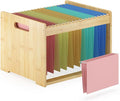 Hanging File Organizer Box for Letter Size Bamboo File Folder Organizer Storage Moving Boxes with Handle Wood Desk Filing Box for Office Banker Document