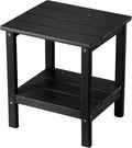 Outdoor Side TableDouble Layer Small Side TablesAll Weather Adirondack Side Table Waterproof Outdoor End Tables for PatioPoolPorch (Black)