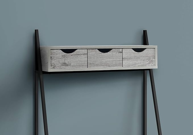 Computer Desk Home Office Laptop Leaning Storage Drawers 32 l Work Grey Laminate Black Metal Contemporary Modern