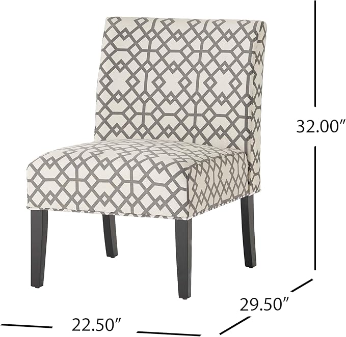 Christopher Knight Home Kassi Fabric Accent Chair Grey Geometric Patterned