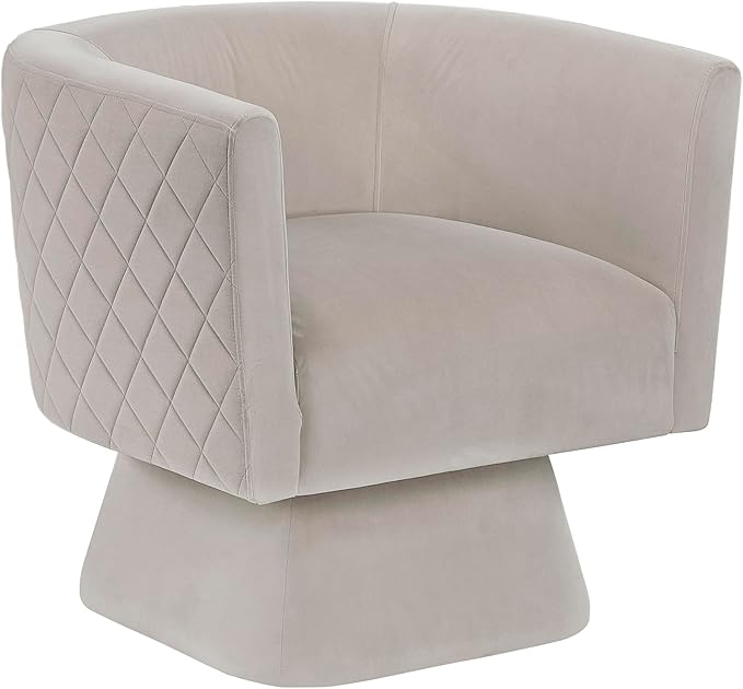 Lexicon 360 Degree Swivel Accent Chair Modern Comfy Velvet Barrel Chair Diamond Stitched Details Plush Foam Cushions Metal Swivel Base for Living Room/Bedroom/Apartment/Office Taupe