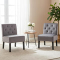 Reeso 2-Piece Living Room Armless Button Tufted Pattern Accent Chair Grey