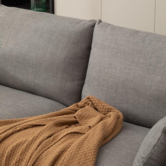 Panana Modern 2 Seater Loveseat Sofa Couch with Storage Dark Grey or Light Color Choice of Curved Sock or Track Arm Design (Light Gray 3 Seater - Sock Arms)