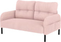 Modern Living Room Loveseat Sofa Two-Seater Settee Upholstered Corduroy Fabric Armchair Love Seat Sofa Chair with Side Pocket and Wood Legs for Bedroom/Office/Reading Spaces (Pink)
