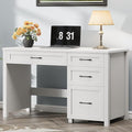 Farmhouse 47 Executive Desk Computer Desk with File Drawer and Charging Station Workstation for Home Office Study.（Cream White