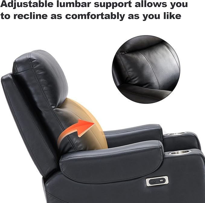 Triple Motor Power Lift Recliner Chair with Adjustable Lumbar Support Lay Flat Recliner for Elderly Breathable Black Lift Chair Leather Recliner Massage &amp Heating USB Ports Cup Holders