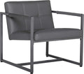 Studio Designs Home Modern Accent Chair Camber Mid-Century Pewter Grey Metal Frame &amp Smoke Bonded Leather