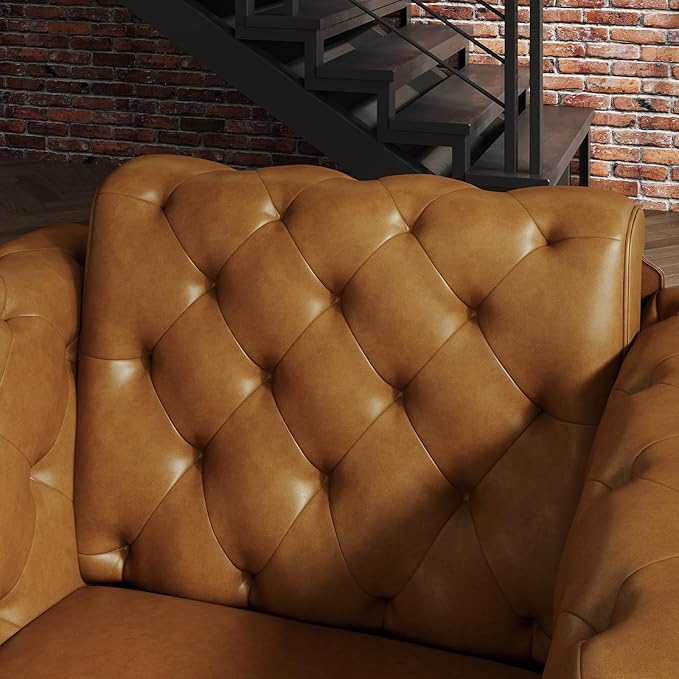 40 Mid-Century Modern Sofa ChairAccent Chair with Deep Seat with Armrests Easy Installation Comfy Armchair for Living Room Apartment Brown