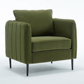Mid-Century Modern Velvet Accent Chair - Plush Upholstered Armchair with Metal Legs 300lb Capacity Comfy Reading Chair for Living Room Bedroom or Office (Green)