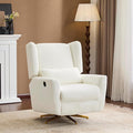 Christopher Knight Home Dolia Boucle Fabric Upholstered 360° Swivel Chair Push-Back Power Recliner Chair Iron Recliner Sofa with Rotation Living Room Lounge Sofa Adjustable Backrest Beige+Gold