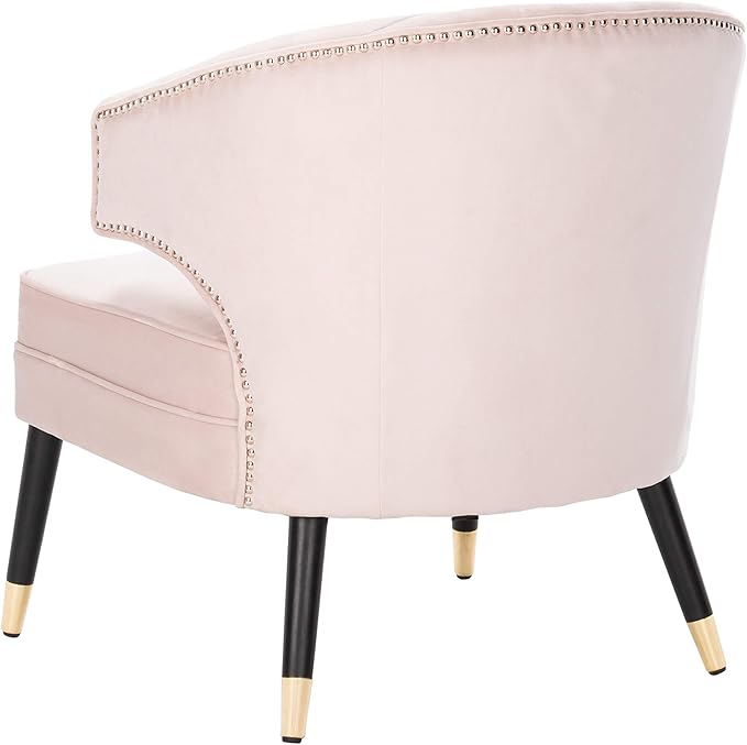 Safavieh Home Stazia Retro Glam Blush Pink and Black Wingback Accent Chair