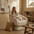Modern 360 Degree Swivel Accent Chair28.74 Luxury Single Chair with Solid Wood FrameBoucle Sofa Chair Comfy Leisure Armchair for Living Room Apartment Game Reading Room Reception Space
