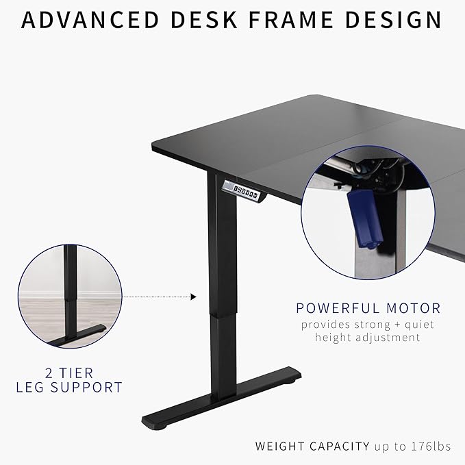 VIVO Electric 71 x 30 in Rustic Standing Desk Memory Height Adjustment 1B Series Holds 220 lbs Black and Vintage Brown Top Black Frame DESK-KIT-1B7BN
