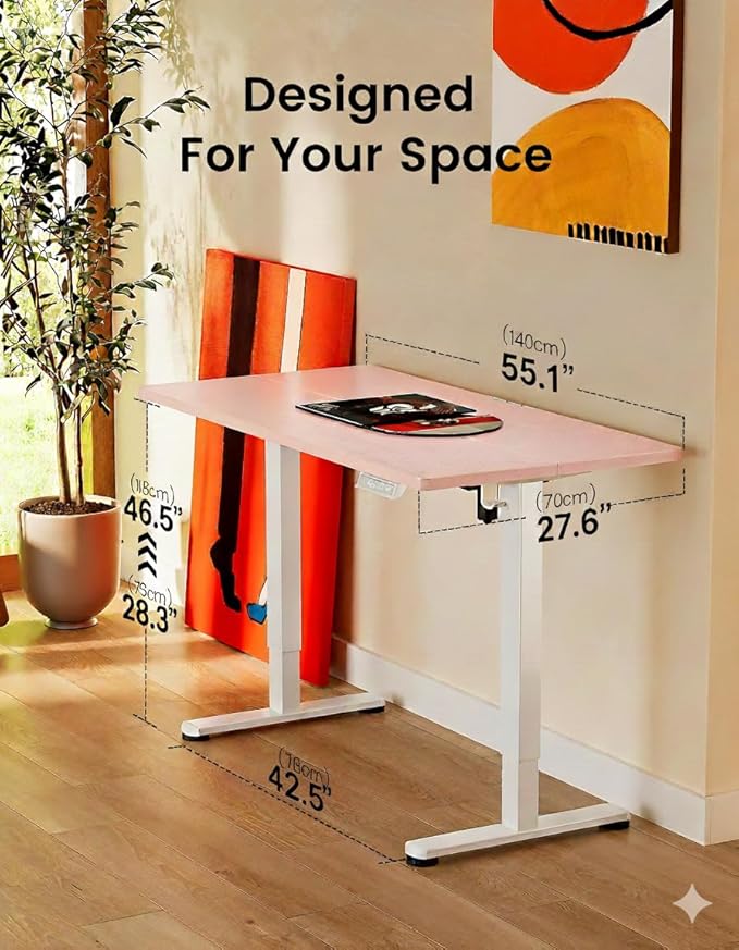 ErGear Height Adjustable Electric Standing Desk 55 x 28 Inches Sit Stand up Desk Memory Computer Home Office Desk Pink