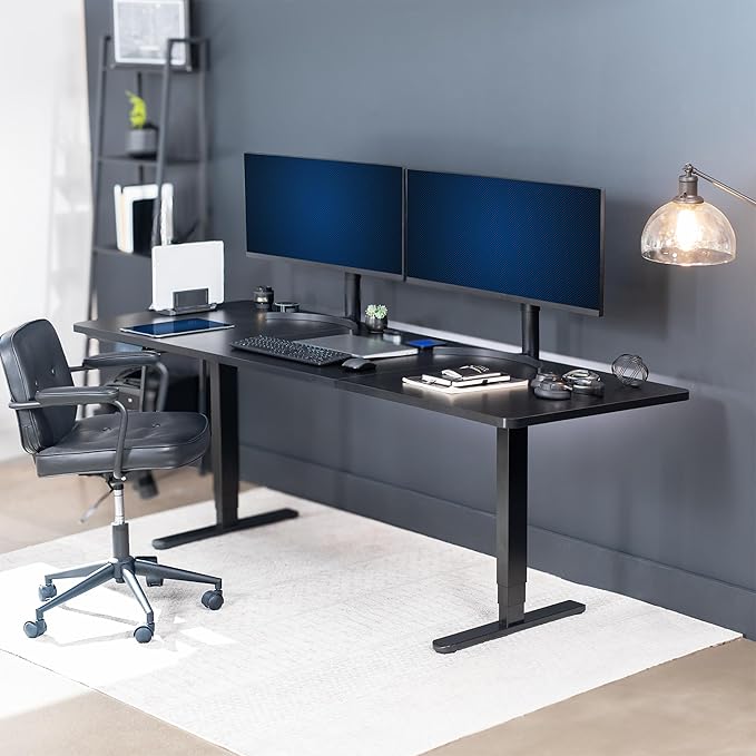 VIVO Electric 83 x 30 in Dual Motor Sit Stand Desk Memory Height Adjustment 2B Series Black Top Black Frame DESK-KIT-2B8B