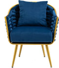 Velvet Accent Chair Modern Upholstered Armchair Tufted Chair with Metal Frame Single Leisure Chairs for Living Room Bedroom Office Balcony