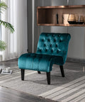 KINFFICT Velvet Accent Lounge Chair for Living Room Modern Leisure Chair with Tufted Backrest Indoor Armless Side Chair Upholstered Bedroom Sleeper Chair with Solid Wood Legs