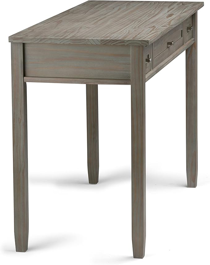 SIMPLIHOME Warm Shaker Desk - 48 Inch Wide Solid Wood Writing Desk in Distressed Grey Transitional Home Office Computer Table for Workspace or Study with Flip-Down Keyboard Tray and 2 Drawers