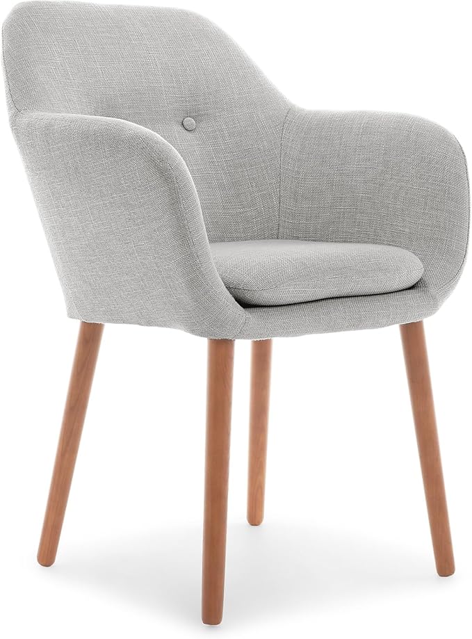 Elle Decor Roux Mid-Century Living Room Accent Armchair Soft Sofa Upholstered Linen Fabric Cushion Seat Chair