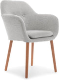 Elle Decor Roux Mid-Century Living Room Accent Armchair Soft Sofa Upholstered Linen Fabric Cushion Seat Chair