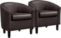 Yaheetech PU Leather Accent Chairs Modern Barrel Chairs Side Chairs Comfy Club Chairs with Soft Padded 2 Chairs for Living Room/Bedroom/Reading Room Espresso Set of 2