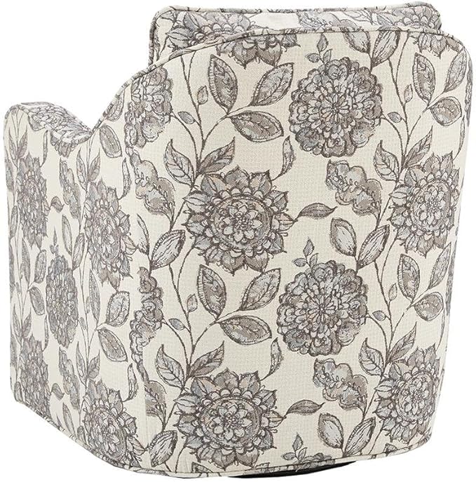 Floral Swivel Accent Chair Oversized Wide Armchair with Upholstered Seat Solid Wood Frame 360° Rotation for a Living Room
